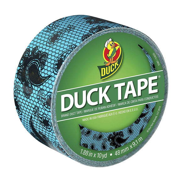 Duck Brand 283048 Printed Duct Tape, Blue Lace, 1.88 Inches x 10 Yards, Single Roll