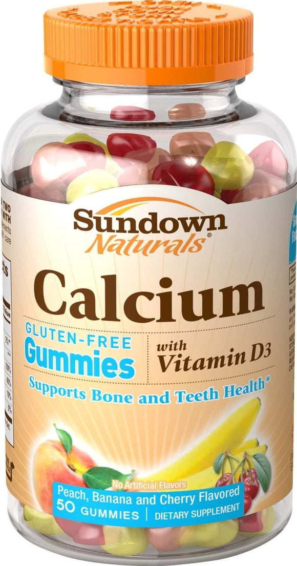 sundown Naturals Calcium Plus Vitamin D3 Dietary Supplement Gluten-Free Gummies, 50 count - Buy Packs and Save (Pack of 2)