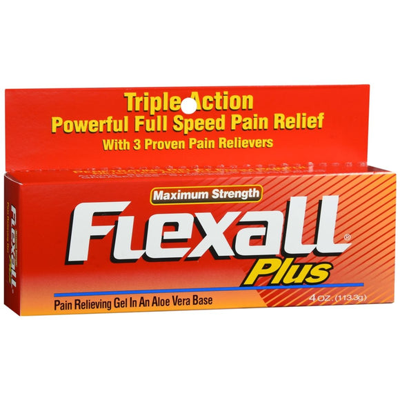 Flexall Plus Pain Relieving Gel In Aloe Vera Base Maximum Strength - 4 OZ