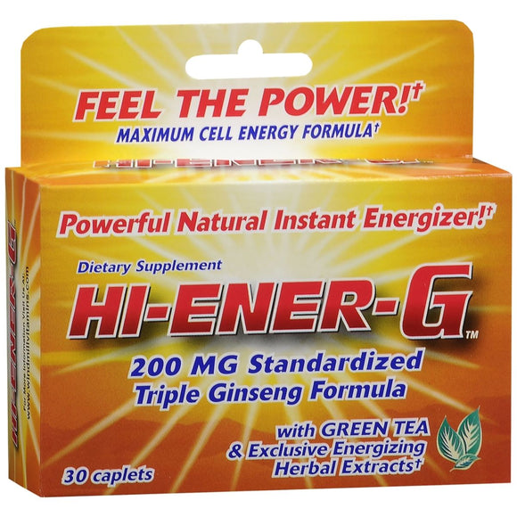 Hi-Ener-G 200 mg Standardized Triple Ginseng Formula With Green Tea Caplets - 30 CP