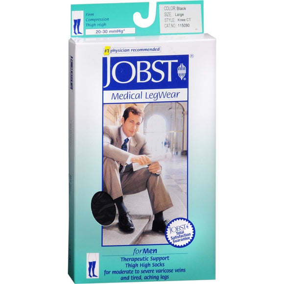 JOBST Medical LegWear For Men Knee High Socks 20-30 mmHg Black Large - 1 PR