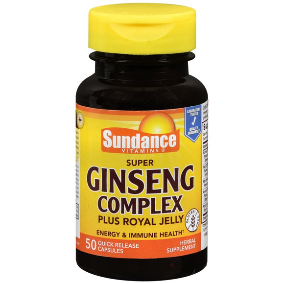 Sundance Vitamins Super Ginseng Complex Plus Royal Jelly Quick Release Capsules - 50 CP