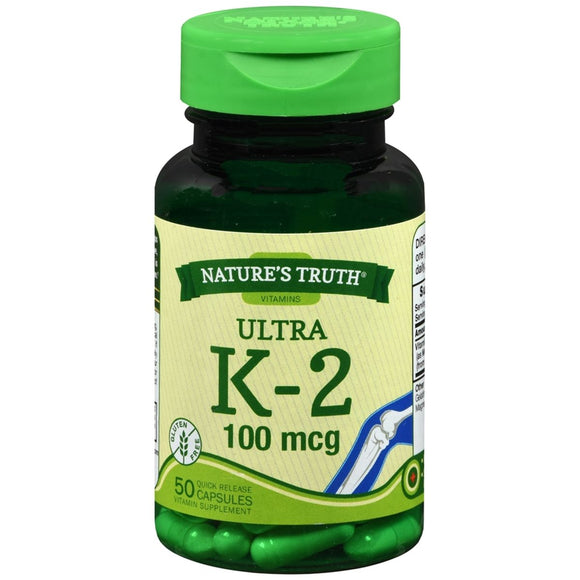 Nature's Truth Ultra K-2 100 mcg Quick Release Dietary Supplement Capsules - 50 CP