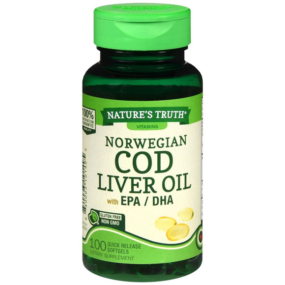 Nature's Truth Norwegian Cod Liver Oil Dietary Supplement Softgels - 100 CP