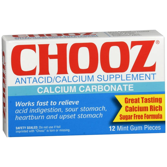 Chooz Antacid/Calcium Supplement Gum Mint - 12 EA