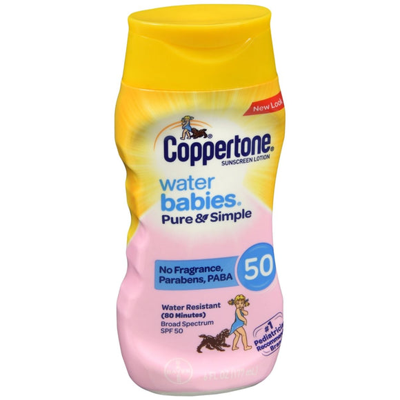 Coppertone Water Babies Pure & Simple Sunscreen Lotion SPF 50 - 6 OZ