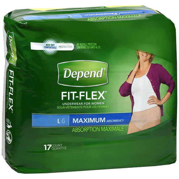 Depend Fit-Flex Underwear for Women Maximum Absorbency Size L - 17 EA