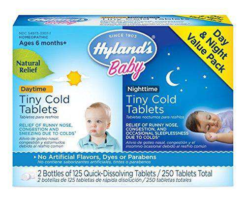 Hyland's Baby Tiny Cold Tablet Day & Nightime 250 Quick Dissolving Tabs Total