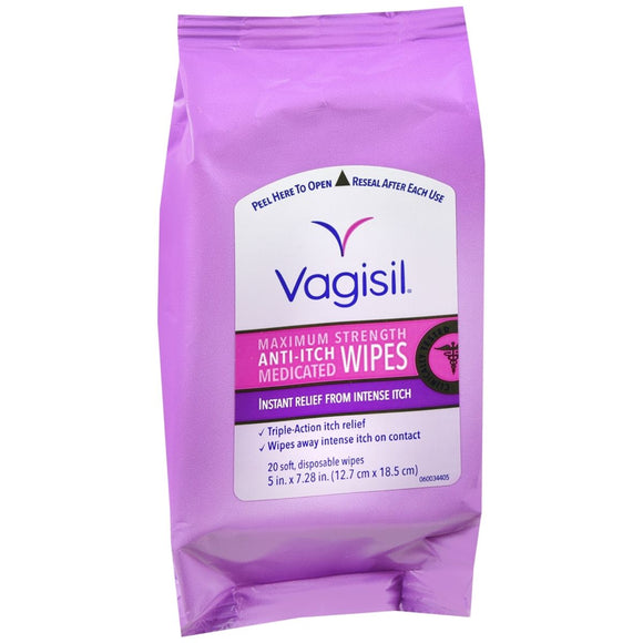 Vagisil Anti-Itch Medicated Wipes Maximum Strength - 20 EA