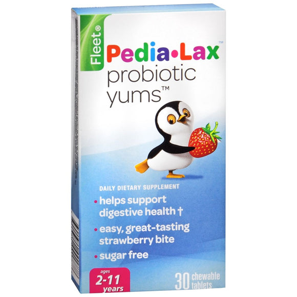 Fleet Pedia-Lax Probiotic Yums Dietary Supplement Chewable Tablets Strawberry - 30 TB