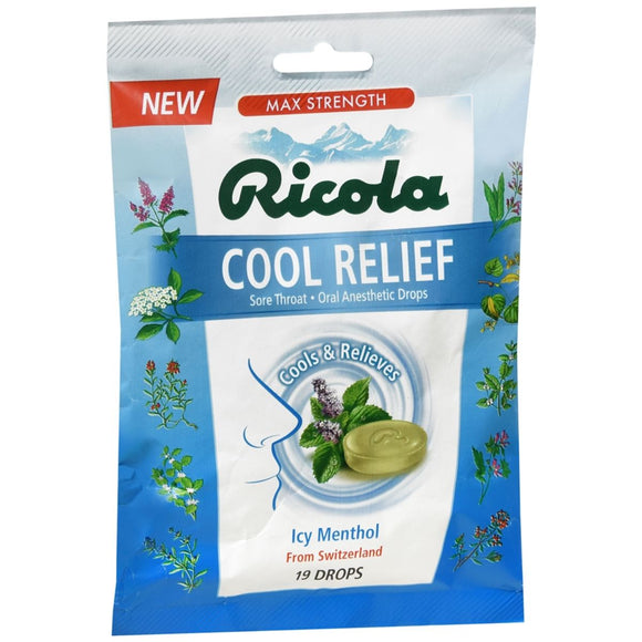Ricola Cool Relief Oral Anesthetic Drops Icy Menthol - 19 EA