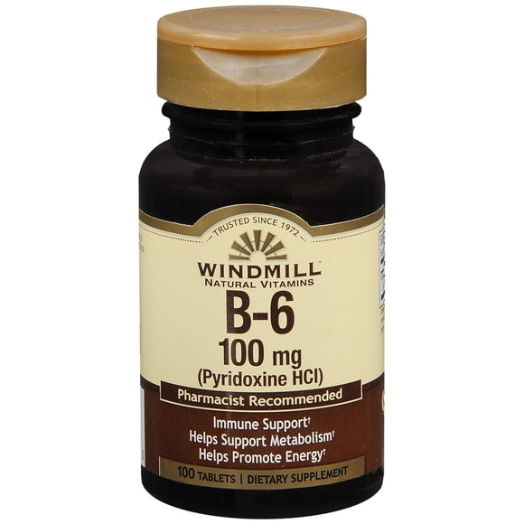 Windmill B-6 (Pyridoxine HCI) 100 mg Tablets - 100 TB