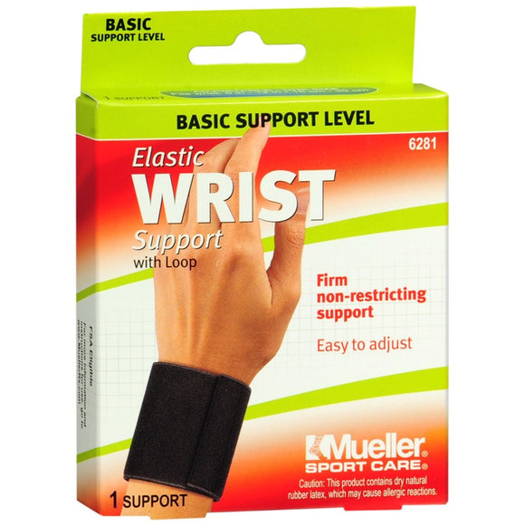 Mueller Sport Care Elastic Wrist Support with Loop One Size Black 6281 - 1 EA