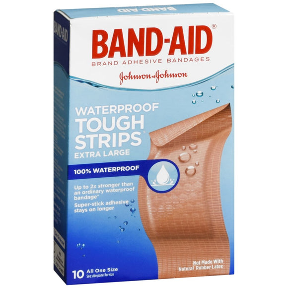 BAND-AID Waterproof Tough Strips Adhesive Bandages Extra Large - 10 EA
