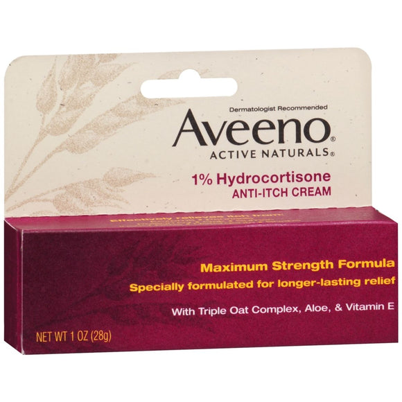 AVEENO Active Naturals 1% Hydrocortisone Anti-Itch Cream Maximum Strength Formula - 1 OZ