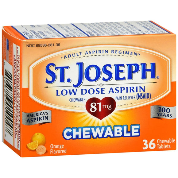 St. Joseph Low Dose Aspirin 81 mg Chewable Tablets Orange Flavored - 36 TB