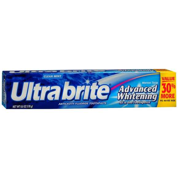 Ultra brite Advanced Whitening Toothpaste Clean Mint - 6 OZ