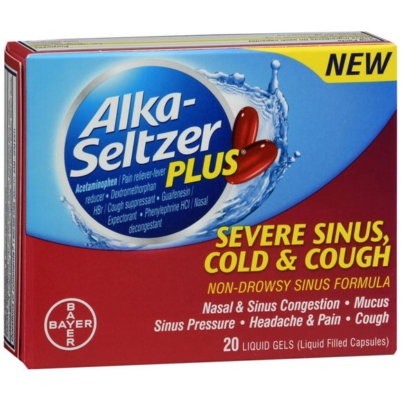 Alka-Seltzer Plus Severe Sinus, Cold & Cough Liquid Gels - 20 CP