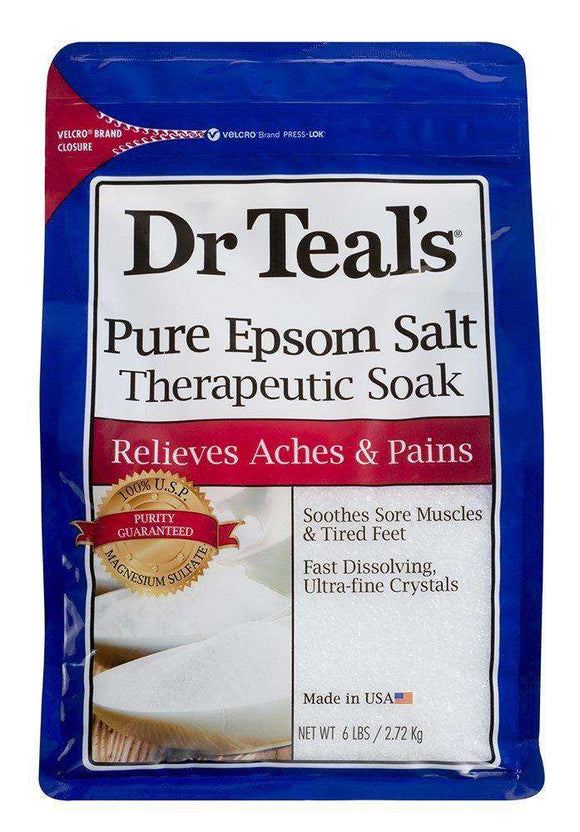 Dr Teals Pure Epsom Salt Therapeutic Soaking Solution, Unscented, 6 lbs