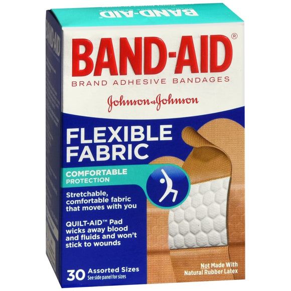 BAND-AID Flexible Fabric Adhesive Bandages Assorted Sizes - 30 EA