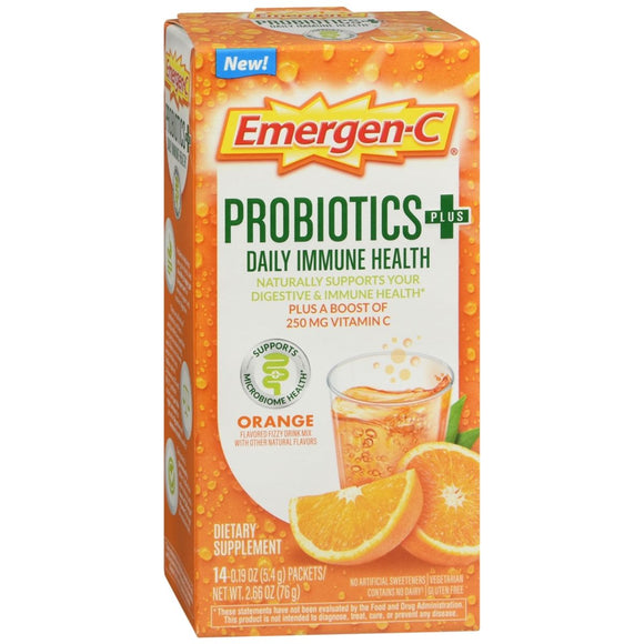 Emergen-C Probiotics Plus Daily Immune Health Dietary Supplement Powder Packets Orange - 14 EA