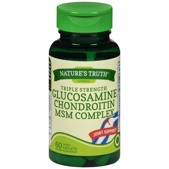 Nature's Truth Triple Strength Glucosamine Chondroitin MSM Complex Dietary Supplement Coated Caplets - 60 CP