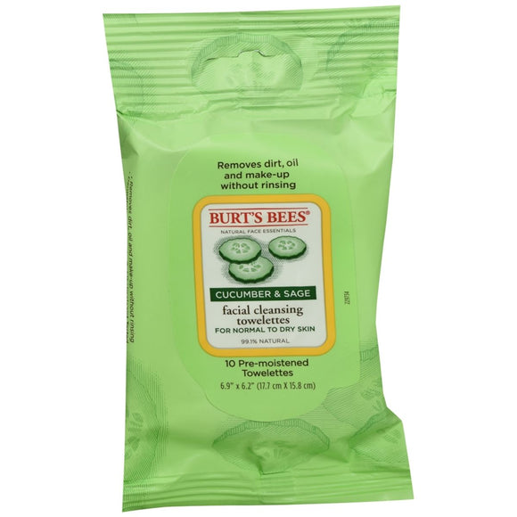 Burt's Bees Facial Cleansing Towelettes Cucumber & Sage - 10 EA