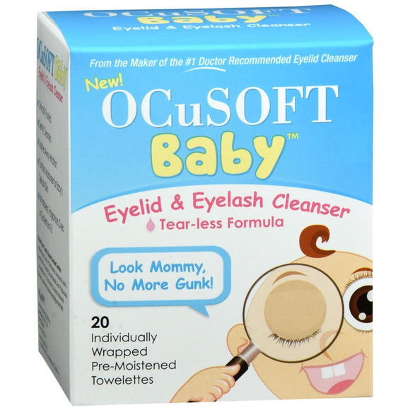 OCuSOFT Baby Eyelid & Eyelash Cleanser Towelettes Tear-Less Formula - 20 EA