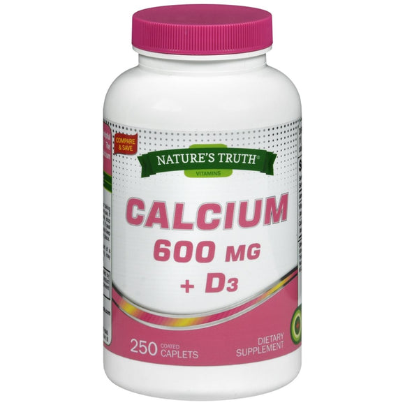 Nature's Truth Calcium 600 mg + D3 Dietary Supplement Caplets - 250 TB