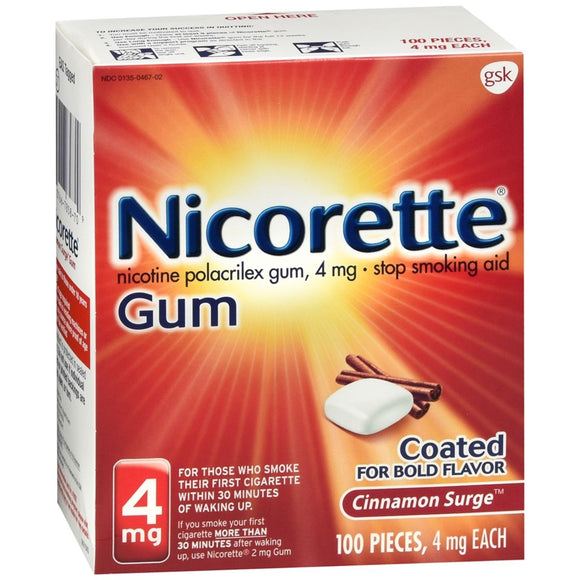 Nicorette Stop Smoking Aid Gum 4 mg Cinnamon Surge - 100 EA