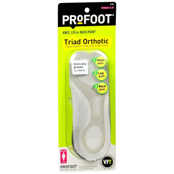 Profoot Triad Women's Orthotic Insoles Size 6-10 - 1 PR