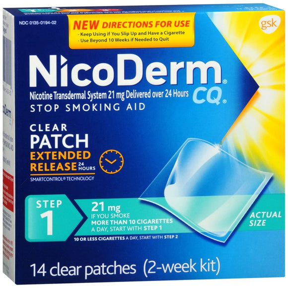 NicoDerm CQ Clear Patches Step 1 21 mg - 14 EA