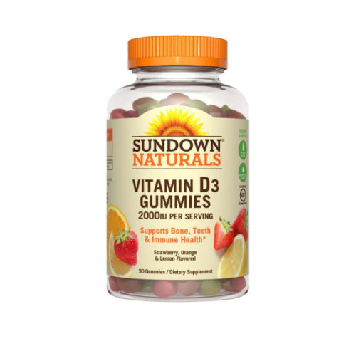 sundown Naturals Vitamin D3 Dietary Supplement Gluten-Free Gummies, 2000 IU, 90 count - Buy Packs and Save (Pack of 6)
