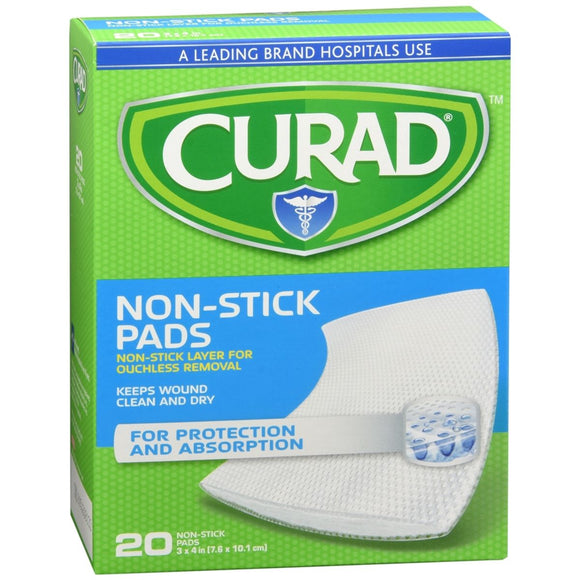 Curad Non-Stick Pads 3 x 4 Inches - 20 EA