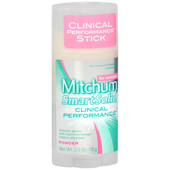 Mitchum for Women SmartSolid Clinical Performance Anti-Perspirant & Deodorant Invisible Stick Powder - 2.5 OZ