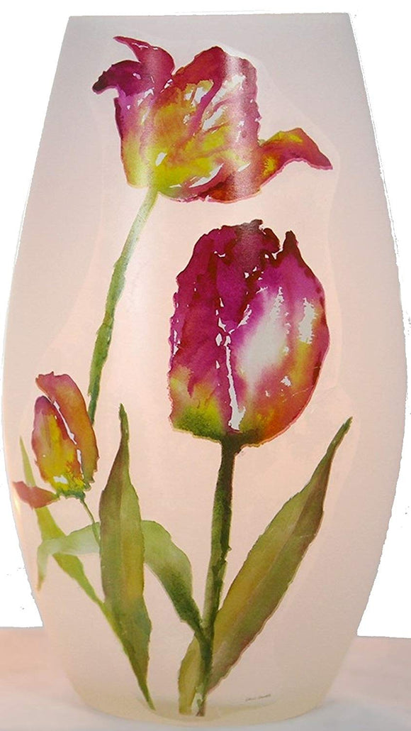 Lighted Glass Vase - Watercolor - Style B 4.2 x 4.2 x 7