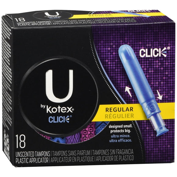 U by Kotex Click Tampons Plastic Applicator Unscented Regular Absorbency - 18 EA