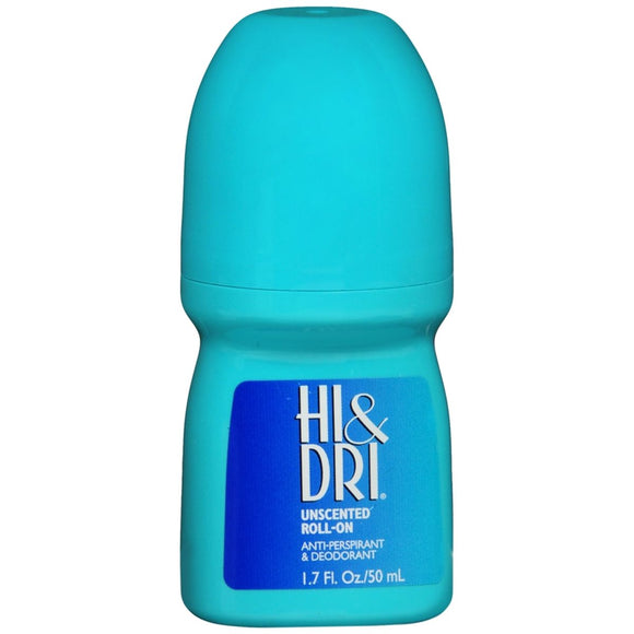 Hi & Dri Anti-Perspirant & Deodorant Roll-On Unscented - 1.7 OZ