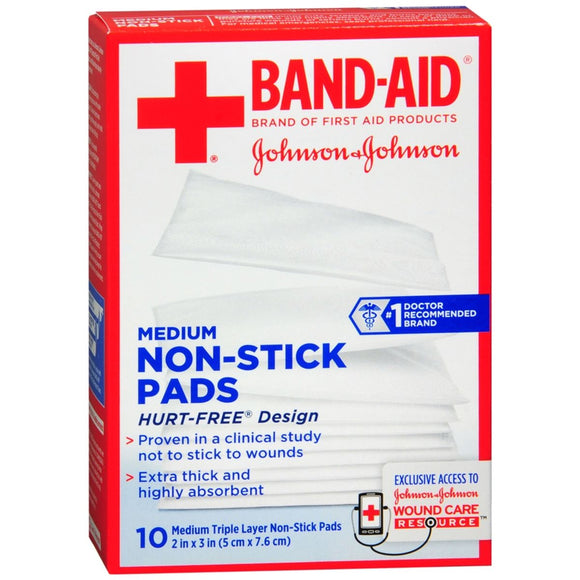 BAND-AID Non-Stick Pads Medium 2 inch x 3 inch - 10 EA