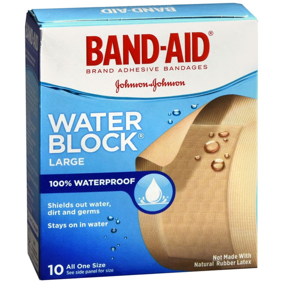 BAND-AID Water Block Adhesive Bandages Large - 10 EA