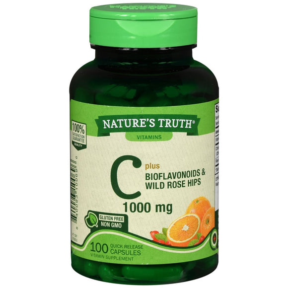 Nature's Truth Vitamin C 1000 mg plus Bioflavonoids & Wild Rose Hips Quick Release Capsules 100 CP