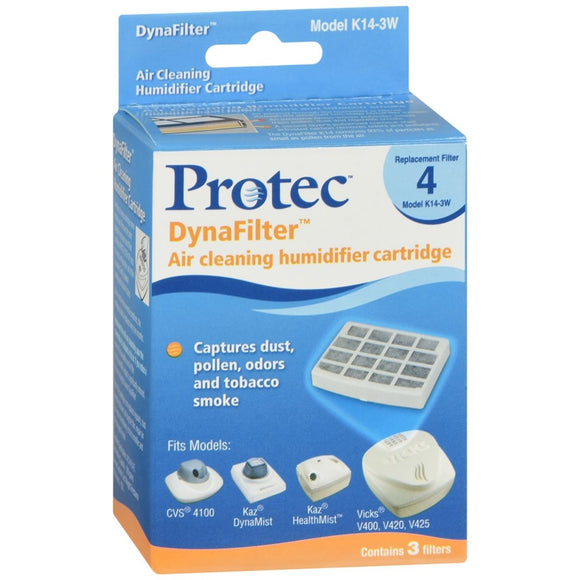 Protec DynaFilter Air Cleaning Humidifier Cartridge Replacement Filter 4 Model K14-3W - 3 EA