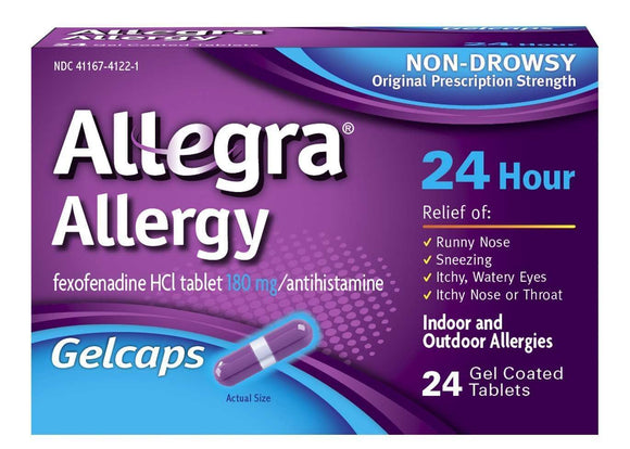 Allergra Adult 24 Hours Allergy Relief Gelcaps, 24ct
