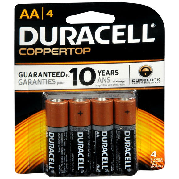 Duracell Coppertop Alkaline Batteries AA - 4 EA