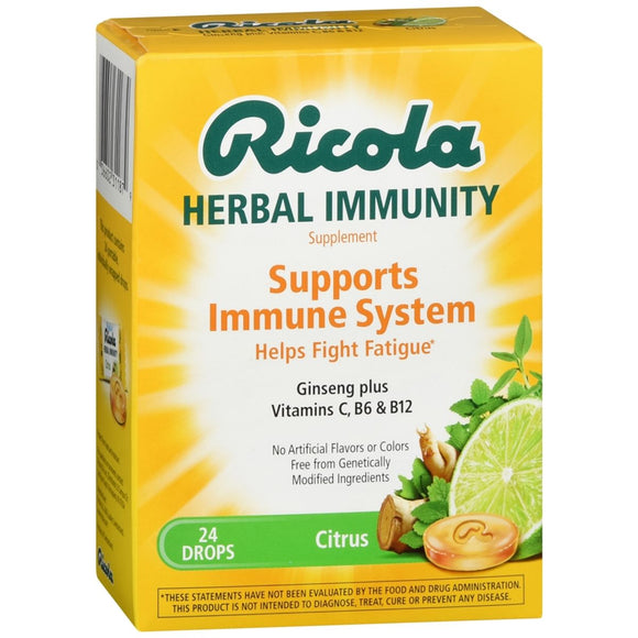 Ricola Herbal Immunity Supplement Drops Citrus - 24 EA