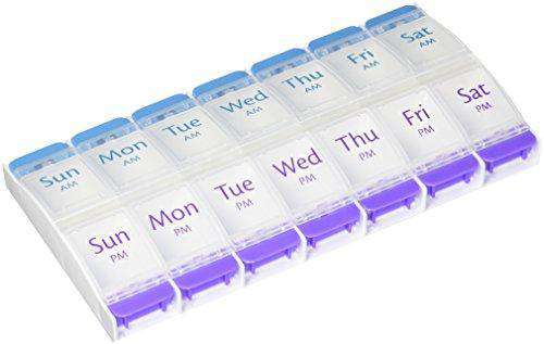 Ezy Dose 7 day AM/PM Organizer with Push Button, Colors may Vary, X-large