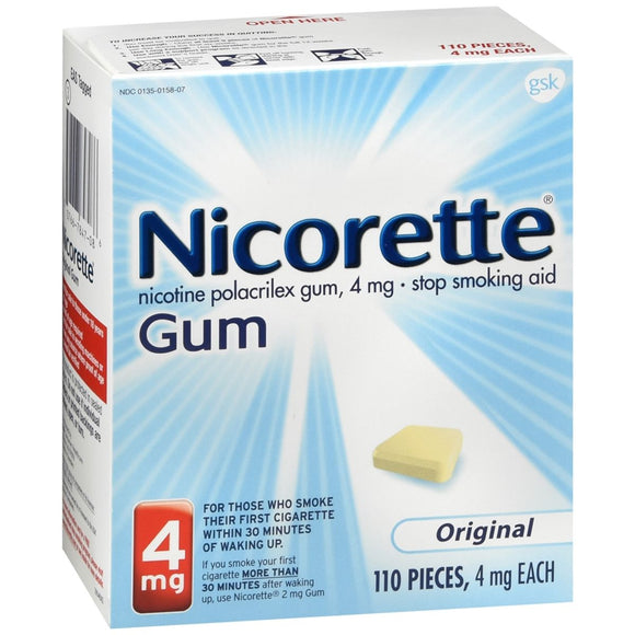 Nicorette Stop Smoking Aid Gum 4 mg Original - 110 EA