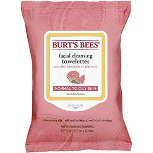 Burt's Bees Facial Cleansing Towelettes, Pink Grapefruit, 30 Count