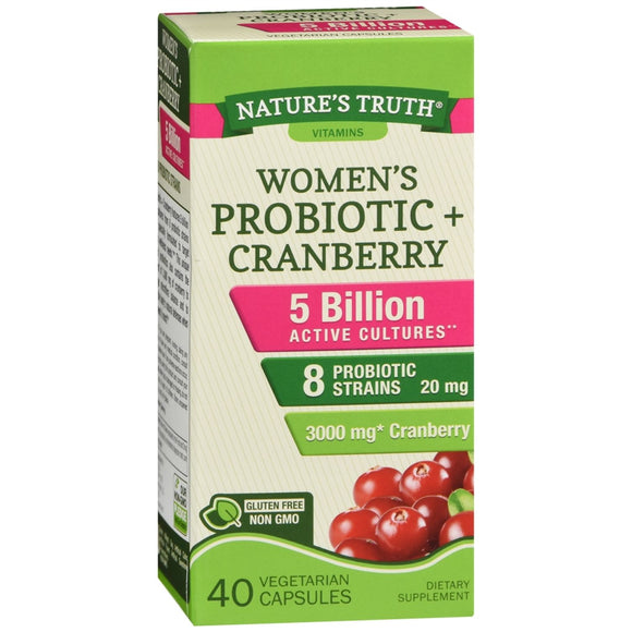 Nature's Truth Women's Probiotic + Cranberry Dietary Supplement Vegetarian Capsules 40 cp