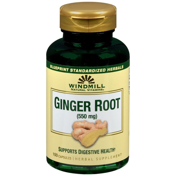 Windmill Ginger Root 550 mg Herbal Supplement Capsules 100 CP
